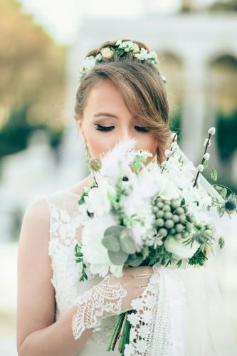 Bride with golden light and soft waves