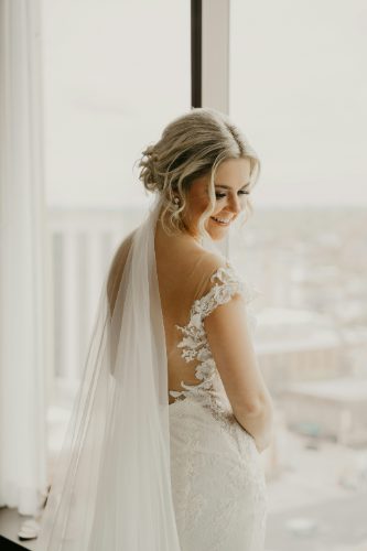 Bride posing during getting-ready photoshoot